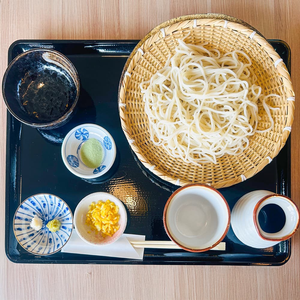 香味更科蕎麦（抹茶塩・山わさび・柚子胡椒・柚子かわ）